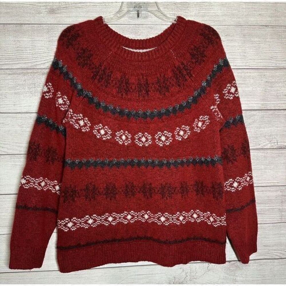 Sonoma Red Woman's Sweater Large Long Sleeve Round neck Christmas Pullover